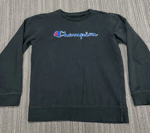 Champion Sweatshirt Youth XL Black Embroidered Classic Pullover Sweater - Picture 1 of 10