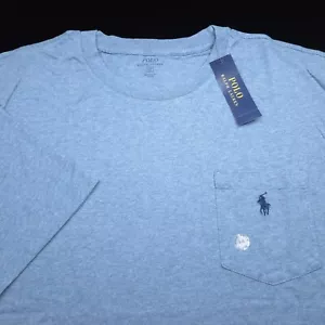 POLO RALPH LAUREN CREW T-SHIRT -2XB BIG XXL BLUE SHORT SLEEVE POCKET -NAVY PONY - Picture 1 of 10