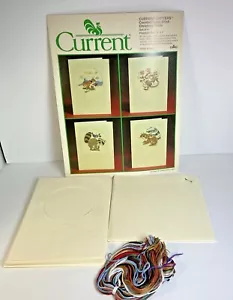 Vintage Current Critters Counted Cross Stitch Christmas Cards Set of 4 size 5x7 - Picture 1 of 12