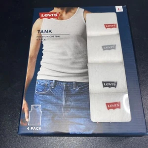 Levi’s Mens 4 Pack Premium Soft Cotton Tank Top Under Shirt-New Large - Picture 1 of 2