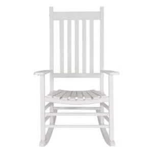 Shine Rocking Chair 45.25"x27"x34" Classic Rocker White Wood Outdoor w/Armchair - Picture 1 of 6