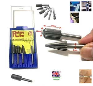 Set 5pz GRANDE Fresa Rotante Legno Metallo Accessorio Sbavatura Albero 6mm - Foto 1 di 4