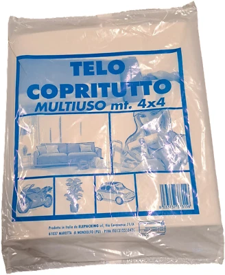 TELO COPRITUTTO ANTIMACCHIA PITTURA IMBIANCHINO PROTEZIONE MOBILI 4x4M 3PZ - Immagine 1 di 4