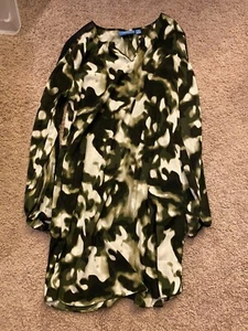 NWOT Simply Vera Vera Wang dress black olive & white Small with POCKETS! - Picture 1 of 8
