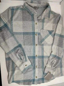NWT Falls Creek Womens Flannel Shirt Long Sleeve Button Up Blue Gray Very Soft M - Picture 1 of 6