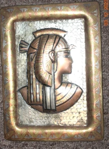 VINTAGE, BRASS/BRONZE, EGYPTIAN "PHAROAH QUEEN," Golden Plaque #3, New - Picture 1 of 3