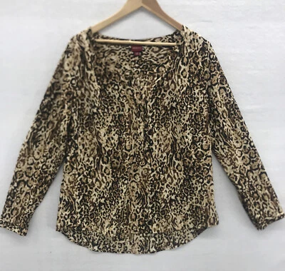 Blusa suéter fluida con estampado de leopardo MERONA para mujer talla grande 1/4 con botones Foto 1 de 4