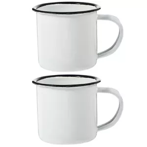 2 Pack Enamel Camping Mugs Enamelware Coffee Mugs with Handle Portable Small ... - Picture 1 of 9