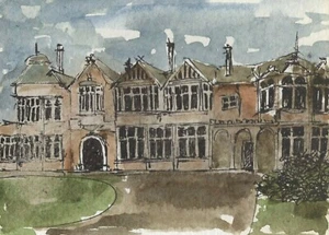 ACEO Contemporary Original Modern Watercolour Painting Bletchley Park - Picture 1 of 3