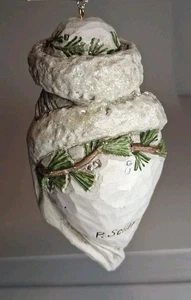 Handmade P Schifferl Santa Ornament Woodland Birds Owls Winter Rustic Christmas - Picture 1 of 10