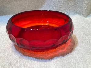 VIKING Glass Georgian Candy Dish - No Lid - Dark Red Orange - Picture 1 of 14