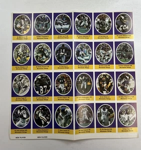 1972 Sunoco Football Briefmarken Minnesota Vikings ungeschnittener Bogen AR137 - Bild 1 von 2