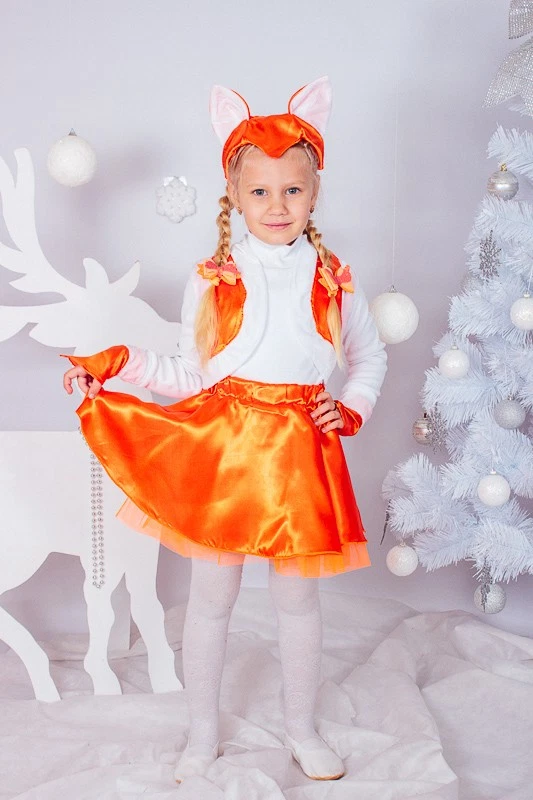 Conjunto de Vestir Raposa para Bebês Meninas – Colete de Veludo, Saia Fofa e Luvas Incluídas, W... - Imagem 1 de 1