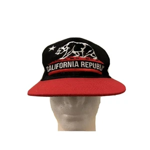 California Republic Black Red Adjustable Snapback Hat Leader Of Gen Apparel LOGA - Picture 1 of 11