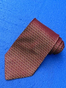Authentic Scabal Full Print Snaffle Design On Oren Gold 100% Silk Necktie Tie - Picture 1 of 12