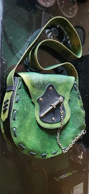 Bolso de hombro de cuero verde y negro Renacimiento Festival Garb Foto 1 de 4