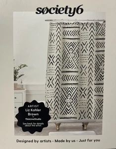 Society6 Duschvorhang 69 Zoll x 72 Zoll Linie Schlammtuch Knochen - Neu mit Etikett - Bild 1 von 3