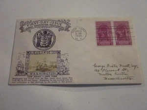 US COVER 1939 WASHINGTON FDC #854 CROSBY CACHET NEW JERSEY TO NEW YORK CROSSING - Picture 1 of 3