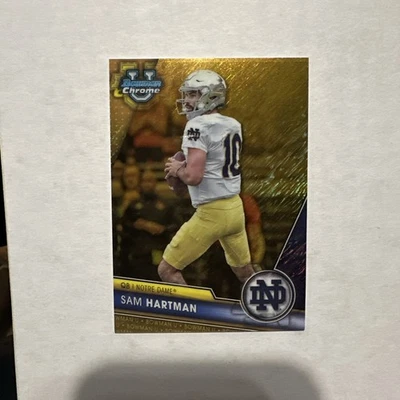2023 Bowman University Chrome - Sam Hartman Gold Shimmer /50 #165 Irish - Image 1 of 2