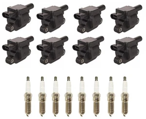Square Ignition Coil & Platinum Spark Plugs Fits Cadillac Escale 6.2L 2017-2022 - Picture 1 of 7