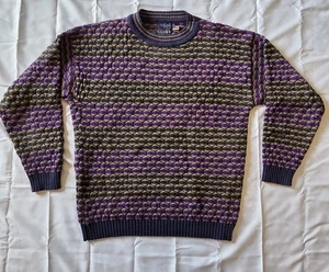 Vintage Old Glory Strick Pullover Geometrisch Medium Lila Grün Oversized - Bild 1 von 17