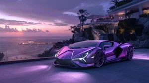 Purple Lamborghini super car poster A3 size 29.7x42 cm Semi-Gloss poster only - Picture 1 of 1