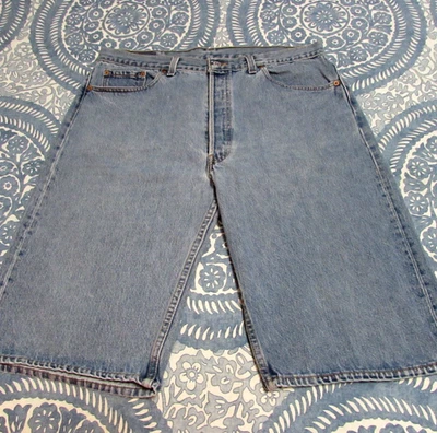 VTG Levi's 501 Shorts Men 36x13 Blue Denim Light Wash Button Fly 90's USA Made - Image 1 of 4
