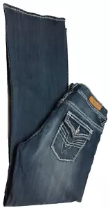 Women's 15 VIGOSS Boot Cut Blue Jeans Flap Pockets Denim Bottoms - Picture 1 of 15