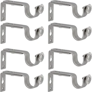 Heavy Duty Curtain Rod Brackets for 3/4 or 5/8 Inch Rod (Silver) (Set of 8) - Picture 1 of 12