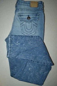 True Religion Women's Geno Skinny Factory Distress Blue Denim Jeans Sz 16 - Picture 1 of 12