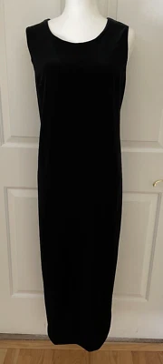R&M Richards Karen Kwong 14P Dress Black Lux Stretch Velvet Long Sleeveless USA - Image 1 of 4