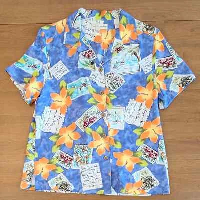 Camisa para mujer Marsh Landing Hawaiian Tropical Luau manga corta abotonada talla M Foto 1 de 4
