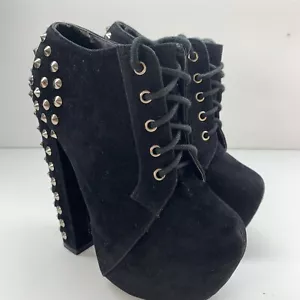Shusole Women’s Lace Up Studded Back Platform Faux Suede Ankle Boots, Size UK 3 - Picture 1 of 17
