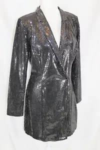 Chaqueta de club de celebración Divided para mujer mediana negra brillante LS larga ajustada - Imagen 1 de 10