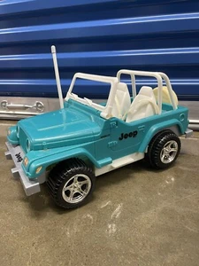 Vintage Barbie Blue Jeep Wrangler Beach 1999 Mattel (No Remote Control) - Picture 1 of 12