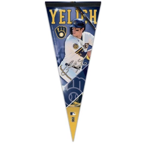 CHRISTIAN YELICH #22 MILWAUKEE BREWERS ROLL UP FELT PREMIUM PENNANT 12"x30" Cover