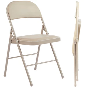 Folding Chair 2/4 Pack, PU Padded, Sturdy Metal Foldable Chairs, Easy Storage - Picture 1 of 21