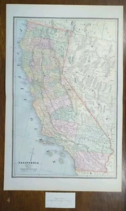 Vintage 1887 CALIFORNIA Map 21"x13" ~ Old Antique Original SAN FRANCISCO CA - Picture 1 of 6