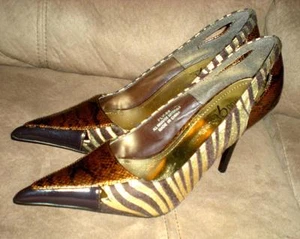Rouge Helium Brown and Gold Tiger Stripe 7.5M Stillettos with a 4" HEEL - Bild 1 von 1