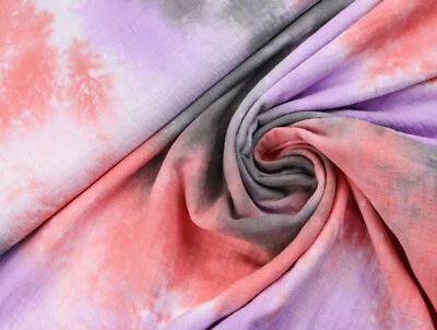 MUSSELIN Stoff Baumwolle Double Gauze BATIK Helllila Grau Coral EUR 13,98/m - Bild 1 von 2