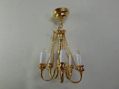 Heidi Ott #YL6628 Dollhouse Miniature Light 1:12 LED 5 Up Arm Chandelier Lamp  - Image 1 of 4