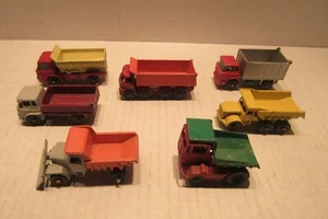 7 Matchbox Lesney Dump Trucks Bedford 7.5 Ton Tipper GMC Tipper Snow Plough - Picture 1 of 12
