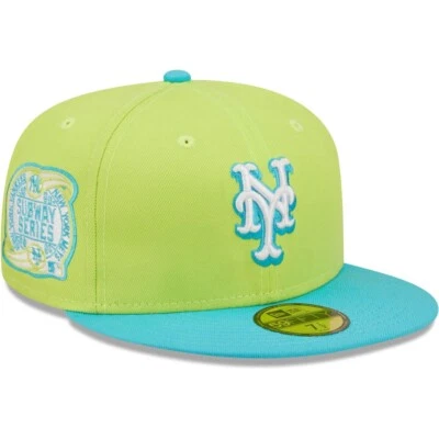 New Era New York Mets Cyber Green 5950 Hat Vice Brim Subway Patch Size 7 5/8 - Image 1 of 4
