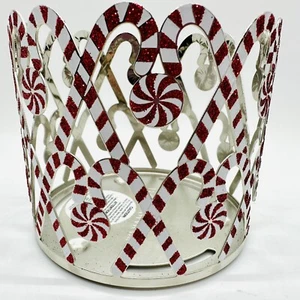 Bath & Body Works PEPPERMINT LANE Candy Canes 3 Wick Candle Holder Sleeve New! - Picture 1 of 5