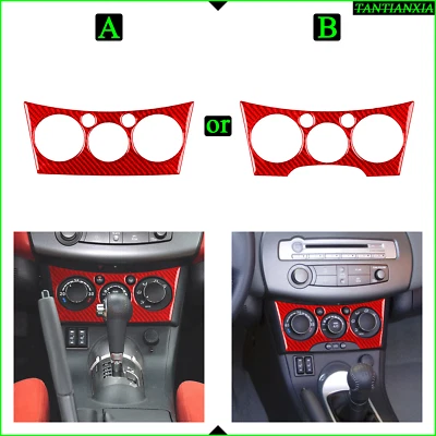 Consola central de fibra de carbono roja para Mitsubishi Eclipse 2006-12 ajuste climático Foto 1 de 4