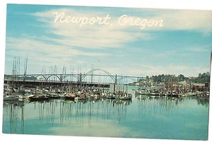 Commercial Fishing Fleet Boats Yaquina Bay Bridge NEWPORT OREGON Postcard OR  - Picture 1 of 2