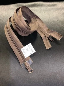 24" Dark Brown 2-way Nylon Zipper with asymmetrical metal pulls - Picture 1 of 4