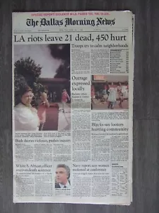 The Dallas Morning News - LA Riots leave 21 dead, 450 hurt - May 1, 1992 - Picture 1 of 2