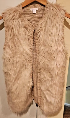 Chaleco Xhilaration Mujer Extra Pequeño Imitación Piel Tostado Marrón Frente Abierto Foto 1 de 4