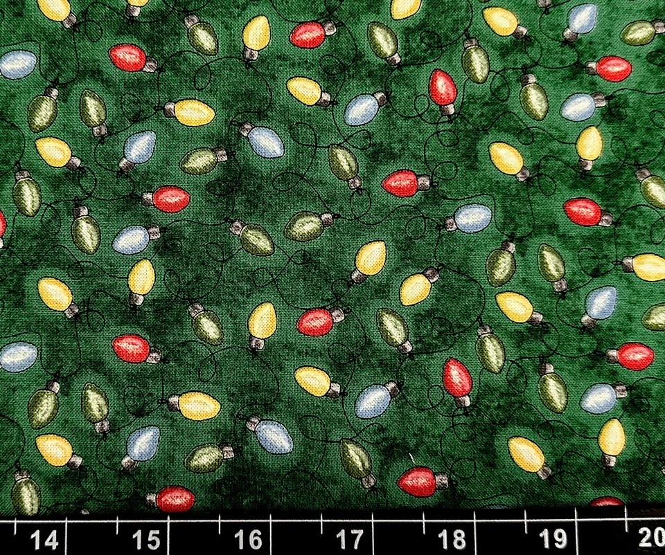 Tina Scrap 9"x21" STRING OF CHRISTMAS LIGHT Moda OOP Vintage Green FABRIC COTTON - Image 1 of 1